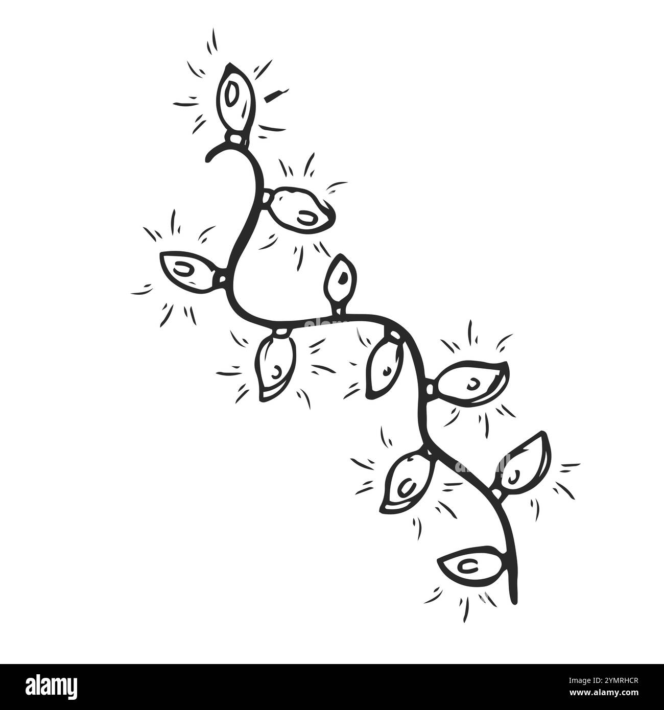 Vektor-Illustration von Girlanden für die Dekoration von Weihnachtsbäumen, Häusern, Räumen im Doodle-Stil. Das Konzept von Feiertag, Neujahr, Weihnachten, Carn Stock Vektor