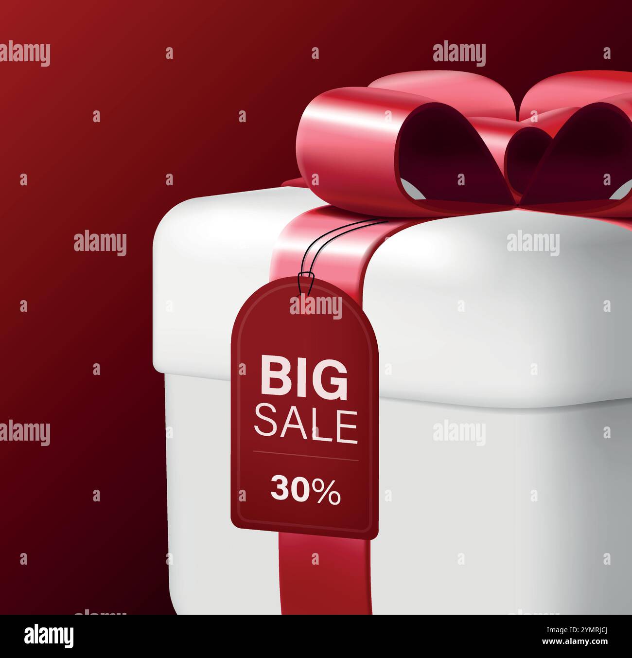 Große Geschenkbox zum Verkauf. Farbband in Rot. Verkauf Stock Vektor