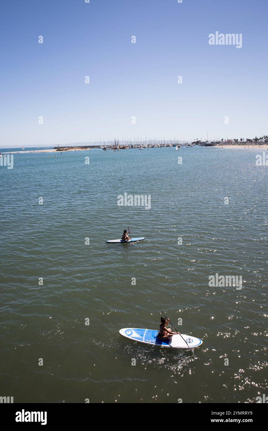 Paddelboarding in Santa Barbara, CA. Stockfoto