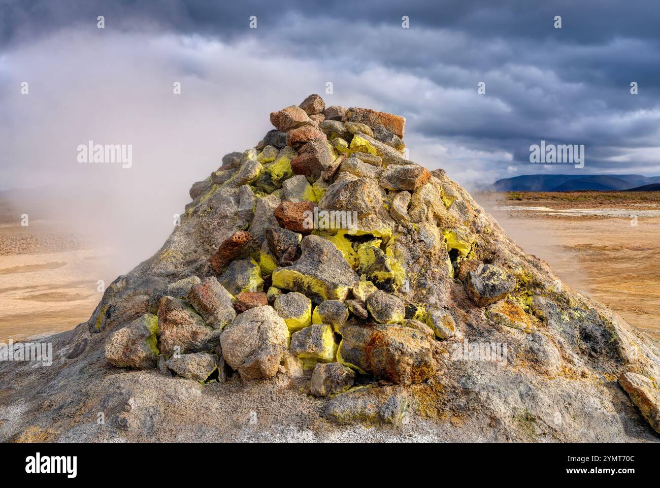 Námafjall Geothermisches Gebiet. Reykjahlíð, Nordosten Islands Stockfoto