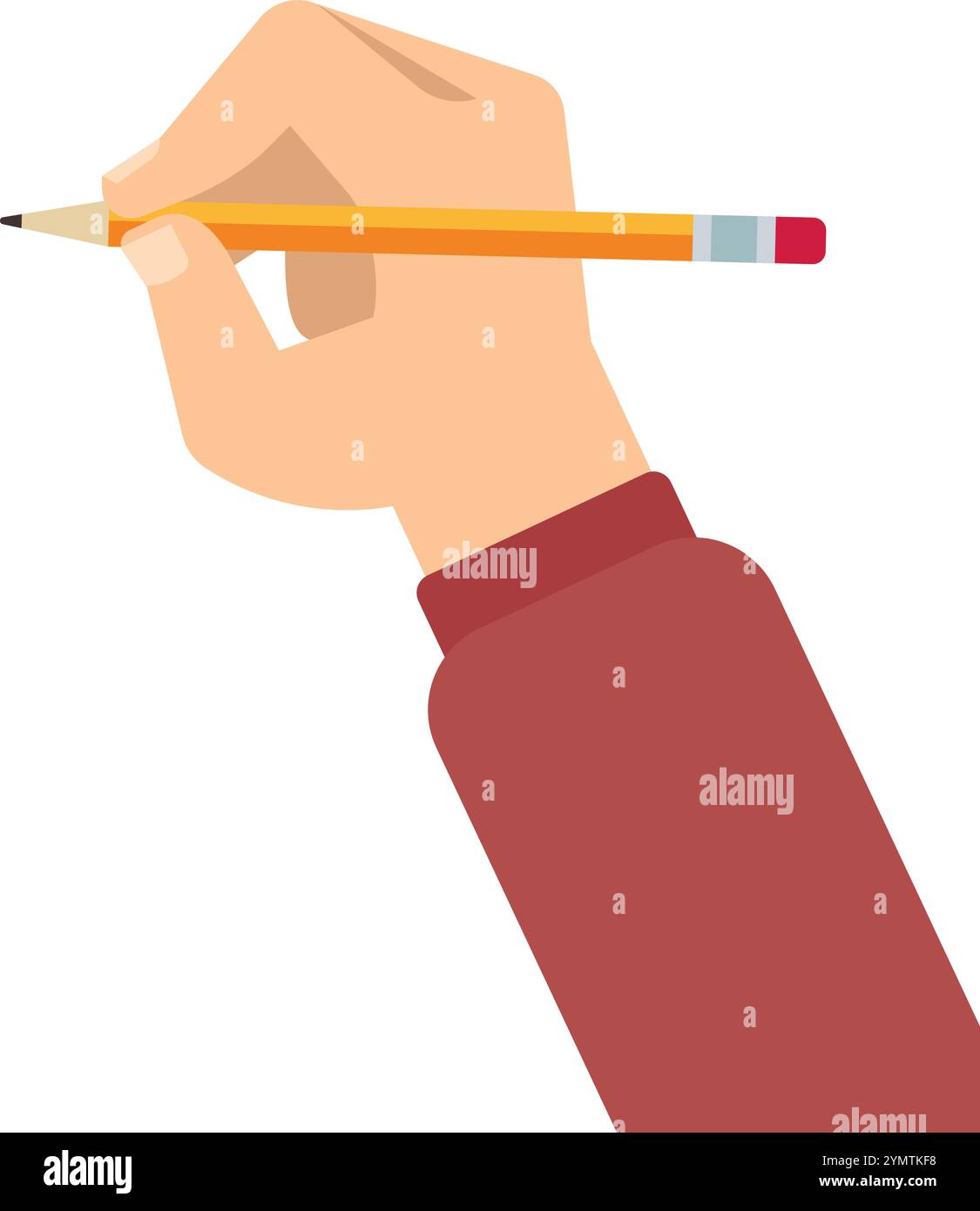 Mann hält Bleistift. Symbol für Zeichenhandfarbe Stock Vektor