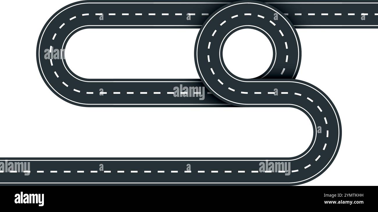 Asphaltstraße, Draufsicht. Route Map der Autobahn Stock Vektor