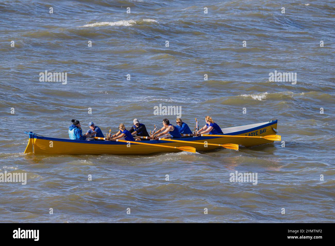 Pilotenrennen auf der Severn-Mündung bei rauer See Stockfoto