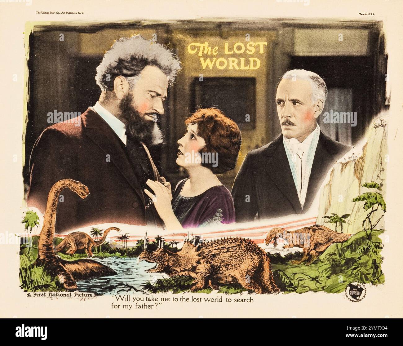 The Lost World (First National, 1925). Lobby Card - Bessie Love, Lewis Stone, Wallace Beery, Lloyd Hughes. Sir Arthur Conan Doyle Abenteuer Stockfoto