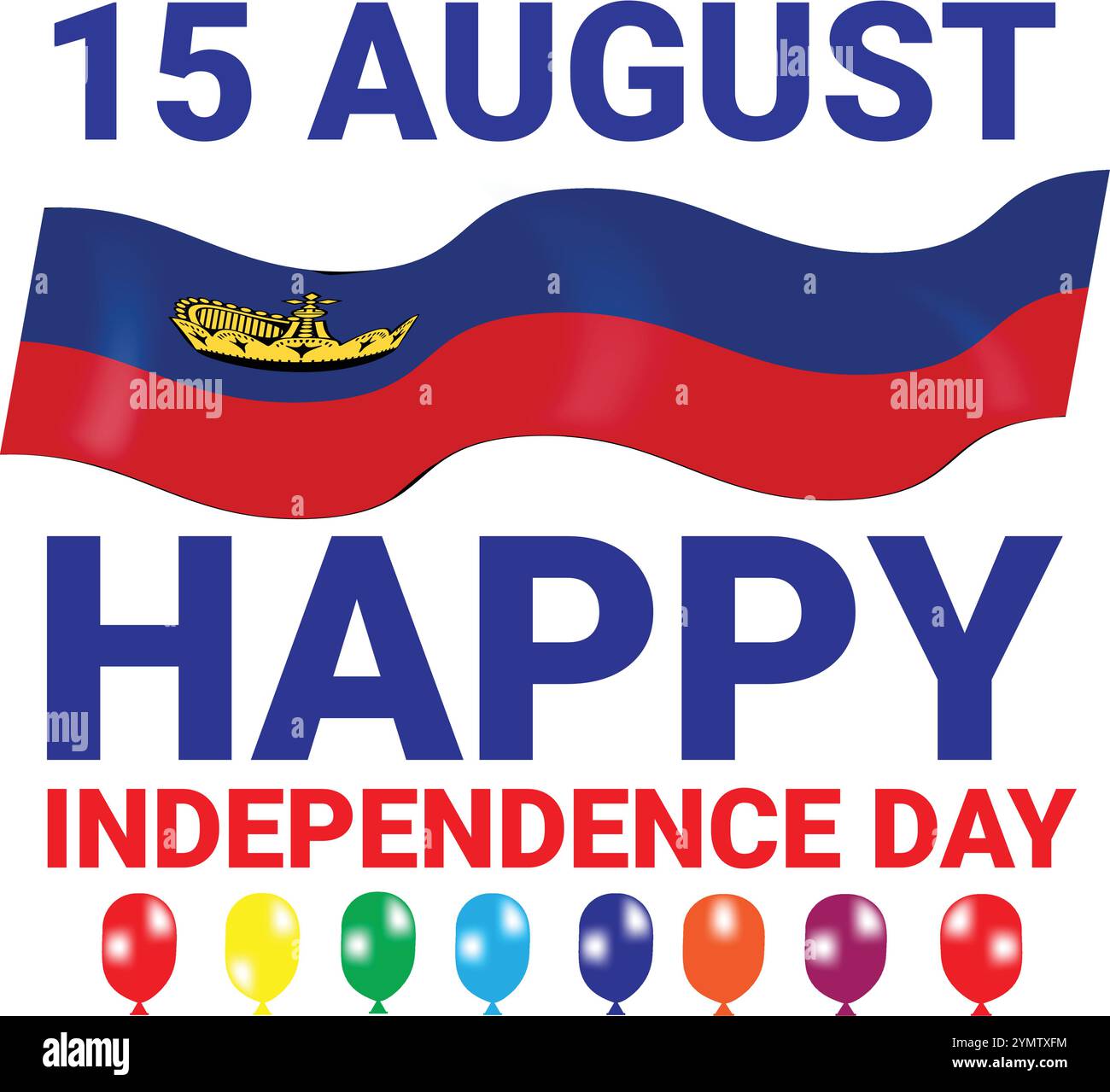 Liechtenstein Country Happy Independence Day mit glänzender wellenförmiger Flagge und Konfetti Hintergrund Stock Vektor