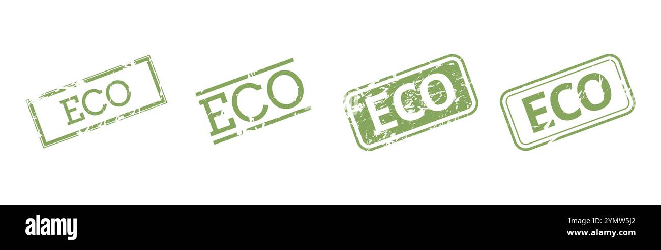 Vintage Eco Stamp Tag Vektor Illustration, isoliertes grünes Label Symbol für Business Promotion und Marketing Stock Vektor