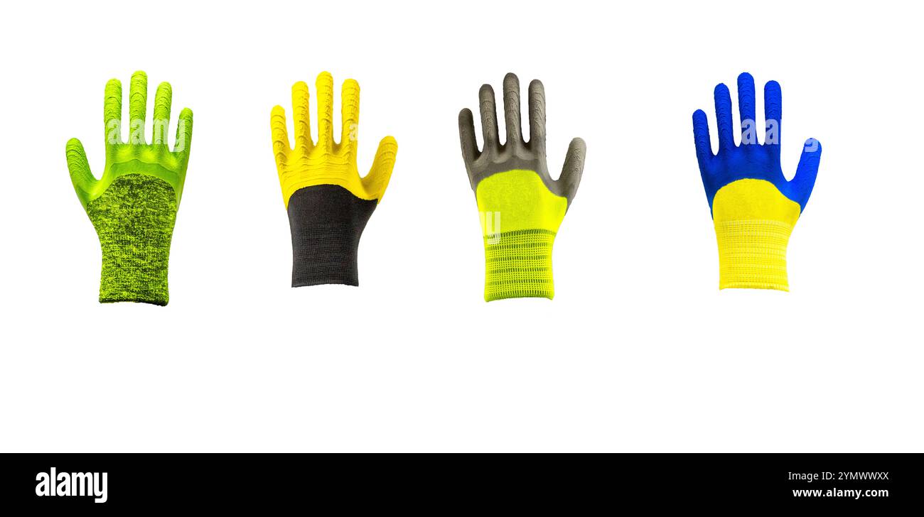 Handschutzhandschuhe für Arbeiter, isoliert weiß Stockfoto