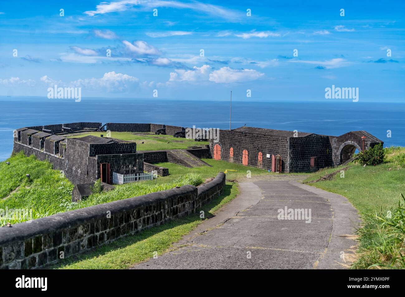 Prince of Wales Bastion mit Pulvermagazin im Brimstone Hill Fort bei St. Kitts und Nevis Stockfoto