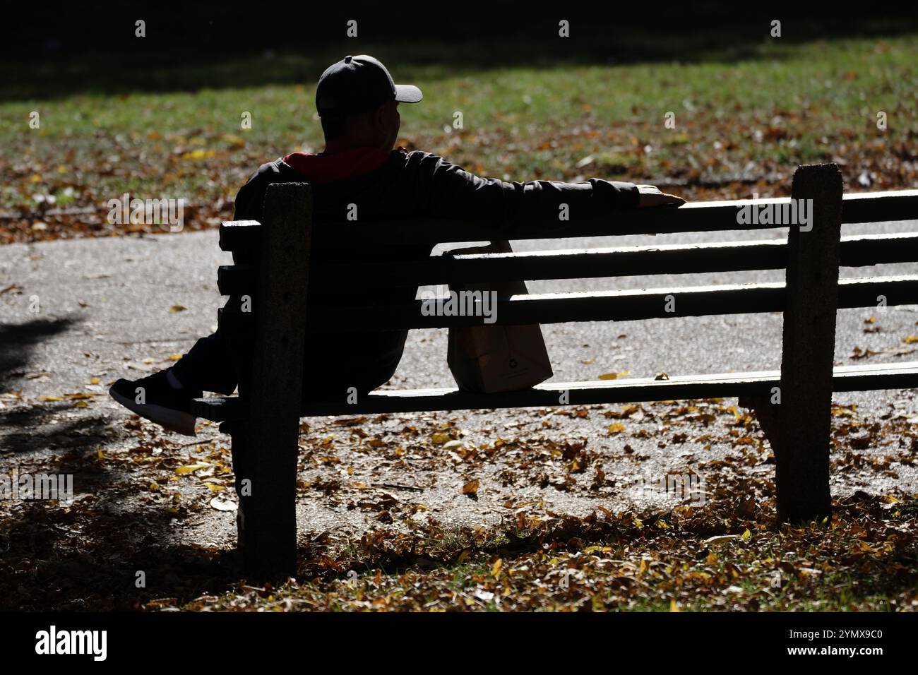 Boston Common, Public Garden, Stadtpark im Herbst, Herbstlaub Menschen Stockfoto