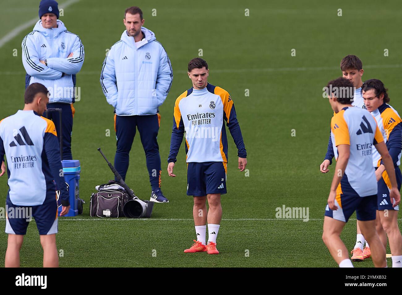 Madrid, Spanien. November 2024. Brahim Diaz von Real Madrid CF wurde während des Trainings am Vorabend des Fußballspiels der La Liga EA Sports Week 14 2024/2025 zwischen CD Leganes und Real Madrid CF in Ciudad Real Madrid gesehen. (Foto: Federico Titone/SOPA Images/SIPA USA) Credit: SIPA USA/Alamy Live News Stockfoto