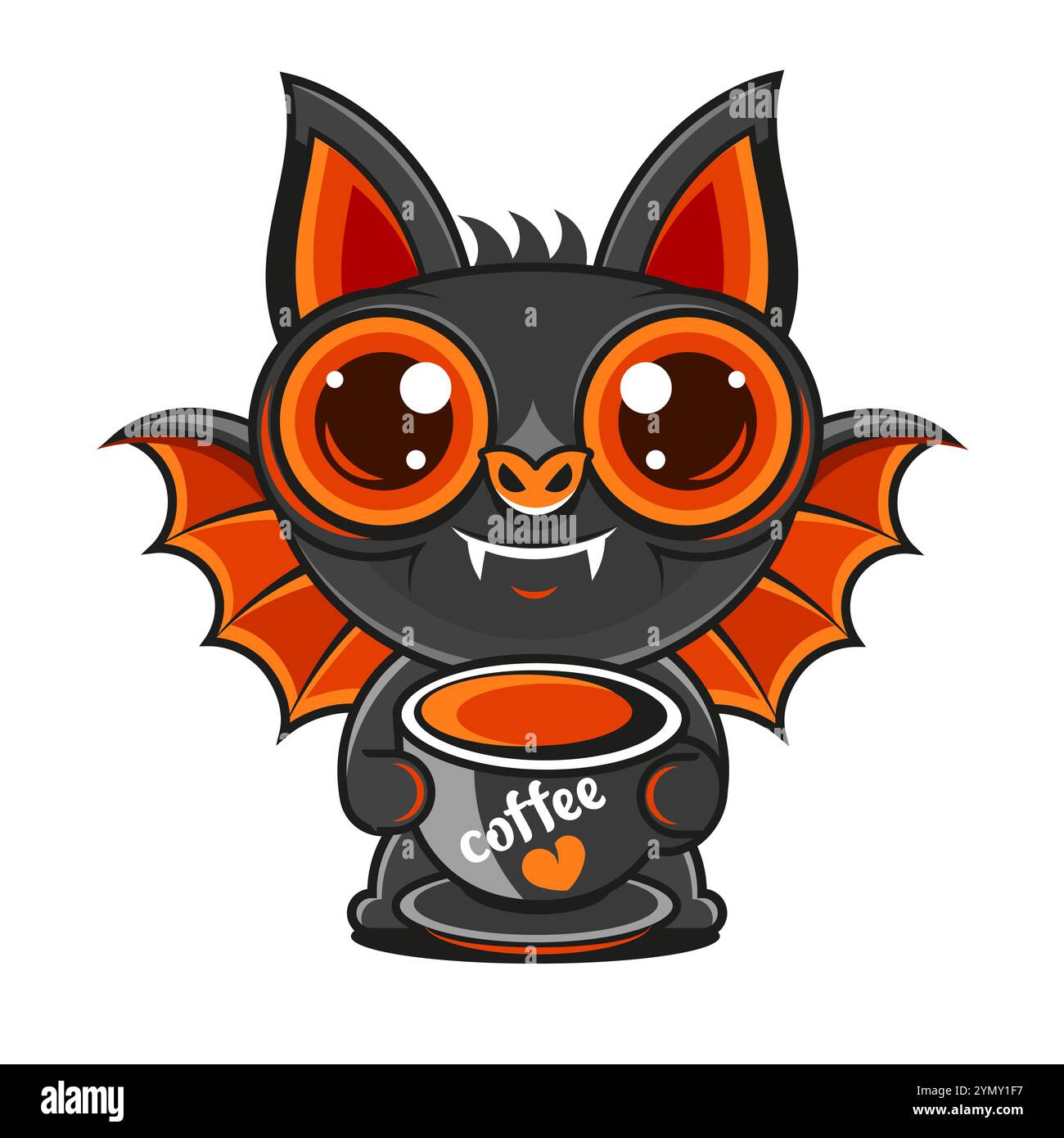 Niedliche Kaffeegeister Halloween. Geistertrinkkaffee. Frohes Halloween. Niedlicher gruseliger Cartoon-Charakter. Vektorabbildung Stockfoto