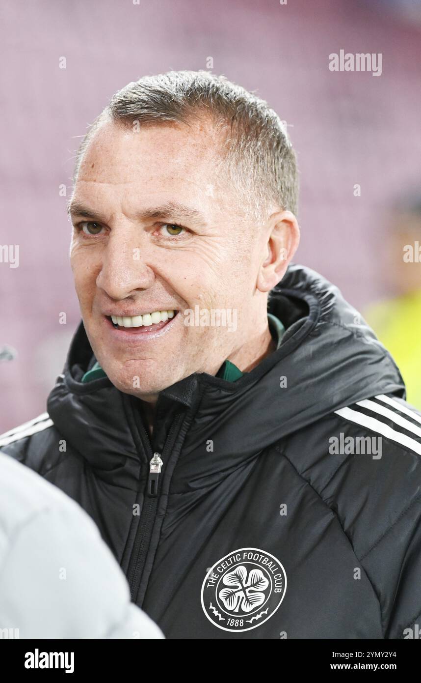 Tynecastle Park Edinburgh Schottland Großbritannien 23. November 24 William Hill Premiership Match Hearts vs Celtic. Celtic Manager Brendan Rodgers Credit: eric mccowat/Alamy Live News Stockfoto