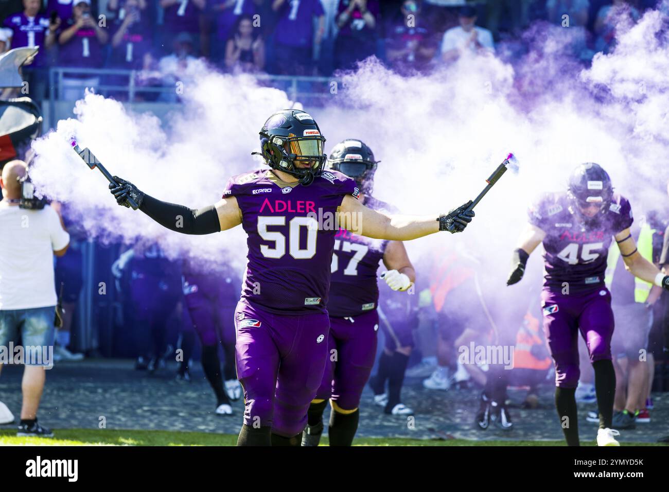 ELF/Playoff Spiel : Berlin Thunder in Frankfurt Galaxy am 09. September 2023, in der PSD Bank Arena, Frankfurt a.M., Deutschland Einlauf Frankfurt Galaxy, LB Stockfoto