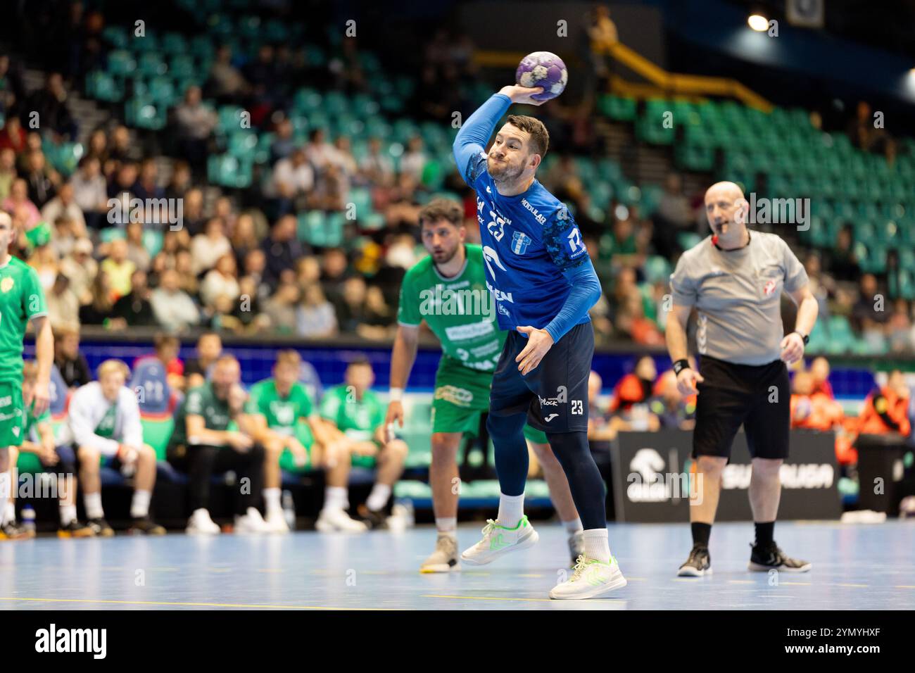 Breslau, Niederschlesien, Polen. November 2024. MIHA ZARABEC während eines Spiels der Orlen Superliga zwischen WKS Slask Wroclaw und Wisla Plock am 23. November 2024. Breslau, Polen. (Kreditbild: © Mateusz Birecki/ZUMA Press Wire) NUR REDAKTIONELLE VERWENDUNG! Nicht für kommerzielle ZWECKE! Stockfoto