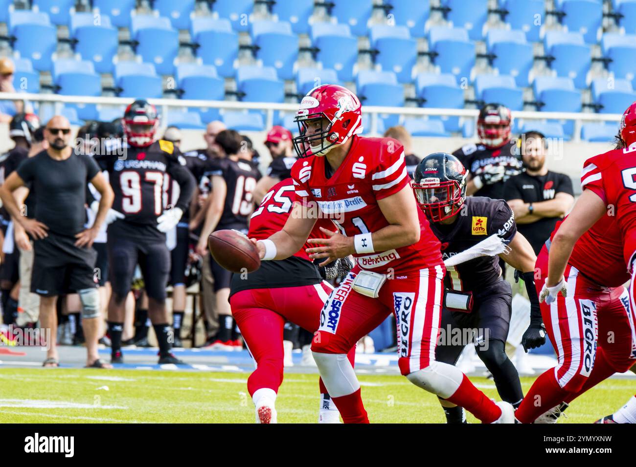 Fußballspiel GFL, Saarland Hurricanes vs. Marburg Söldner, 11.Juni 2022 Stockfoto