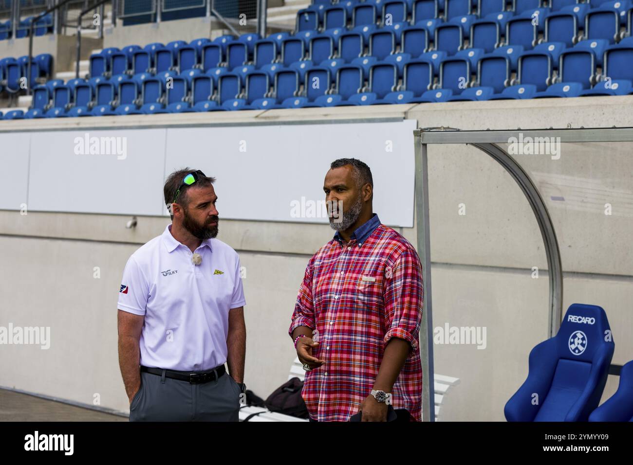 Europäische Fußballliga elf/ Spiel : Barcelona Dragons bei Stuttgart Surge am Juli. 23. 2023 , im Gazi Stadion , Stuttgart , Deutschland Stockfoto