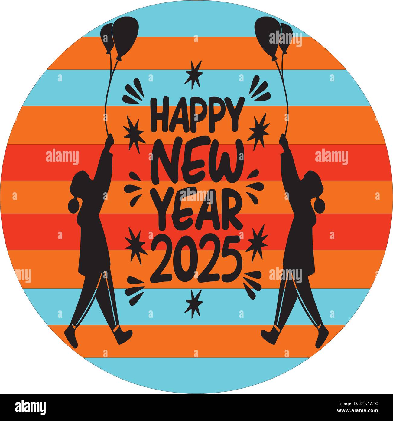 Happy New Year Text Typografie Kunst Vektor Illustration Stock Vektor