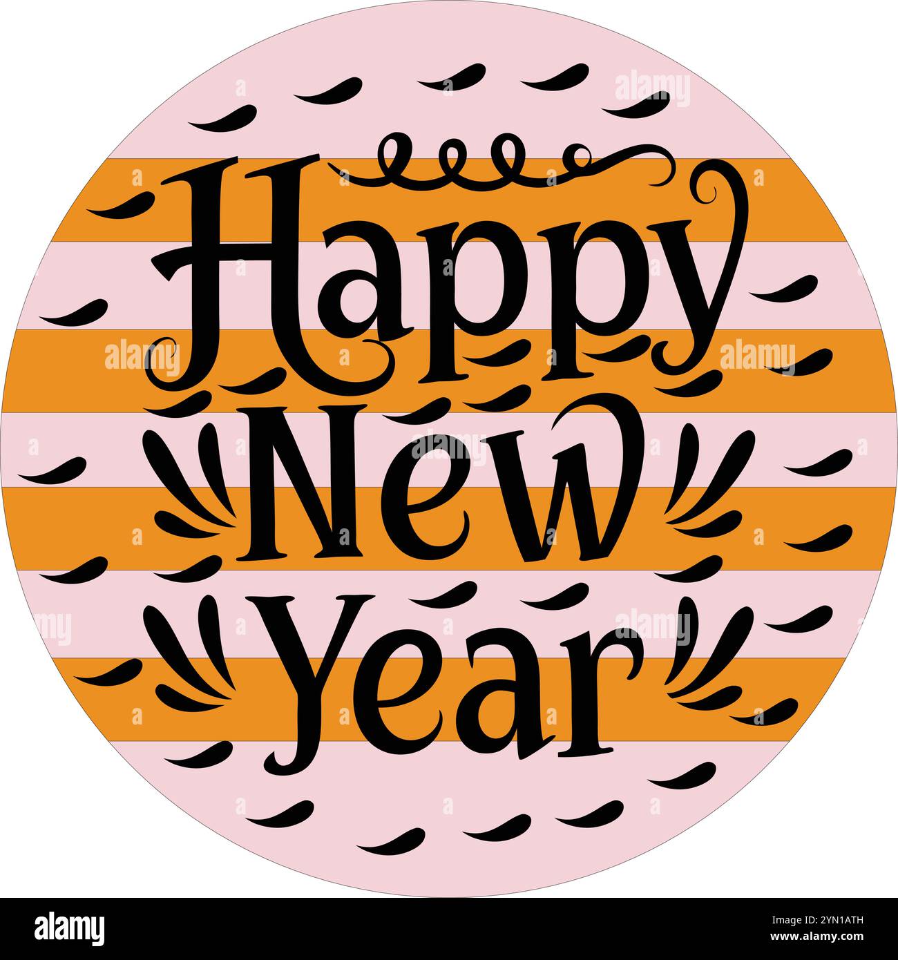 Happy New Year Text Typografie Kunst Vektor Illustration Stock Vektor