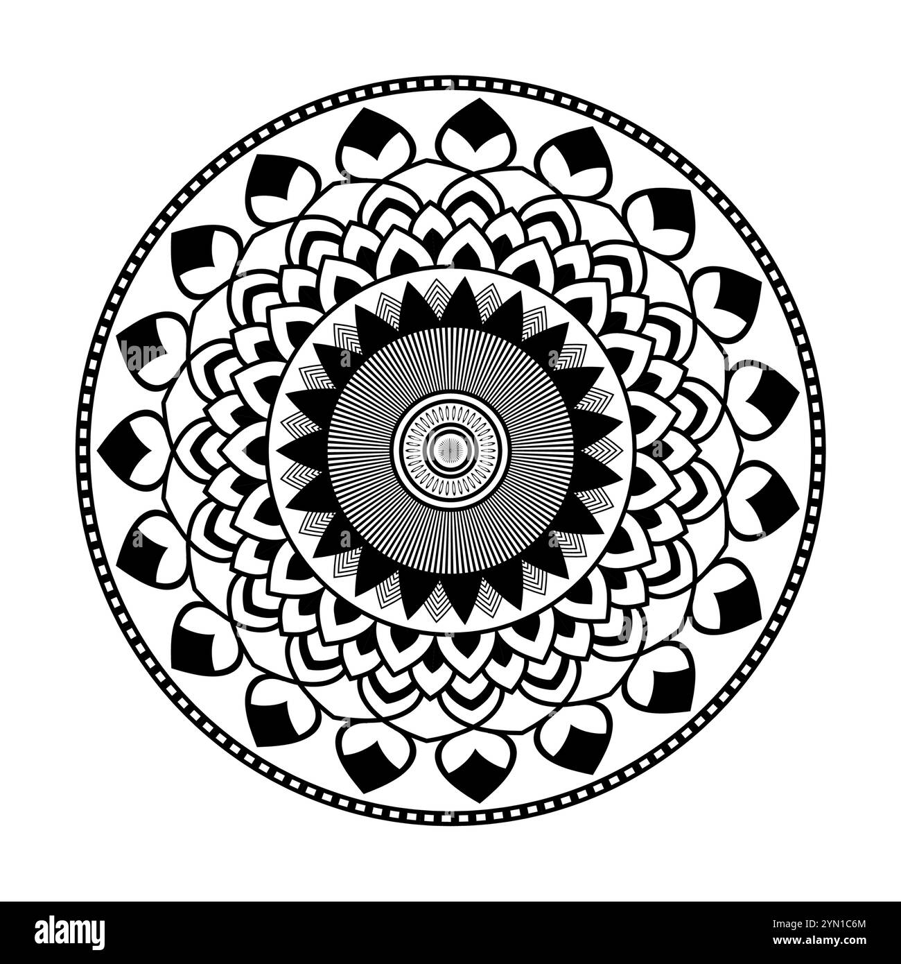 Dekoratives Mandala mit Blumenmuster, Mandala Malbuch für Kinder, dekorative Illustration mit luxuriösem Mandala-Muster Stock Vektor