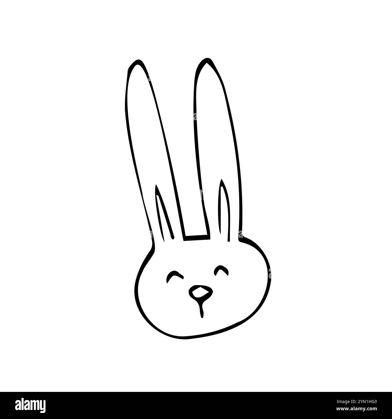 Niedliche Gesichter mit Kritzelhasen. PET-Köpfe. Frohe osterhasen. Vektorabbildung Stock Vektor