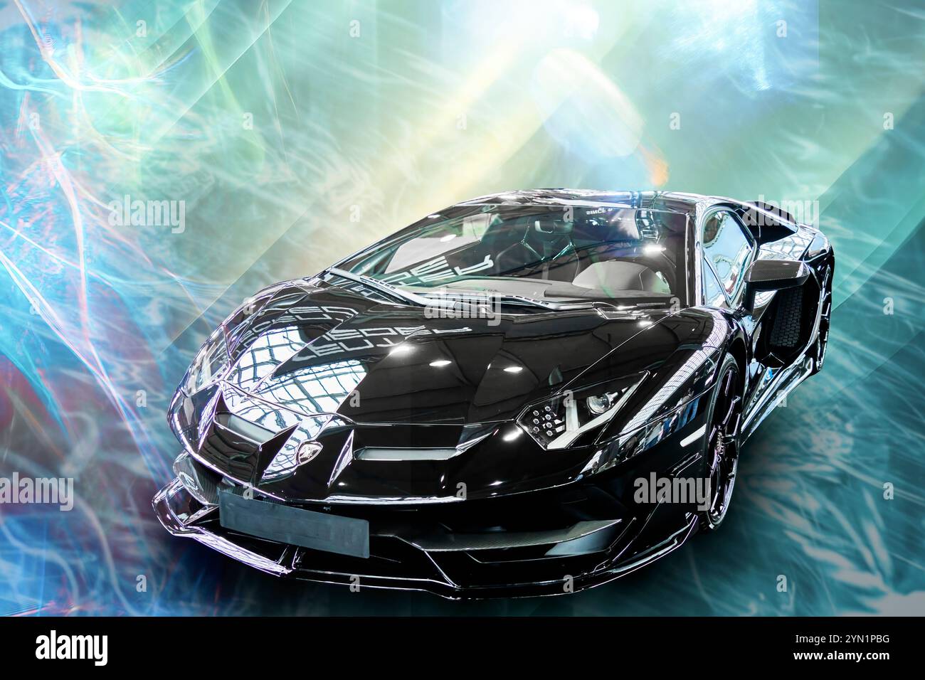 Lanborghini Sportwagen in schwarz in Hannover, Deutschland, 7. Juli 2024 Stockfoto