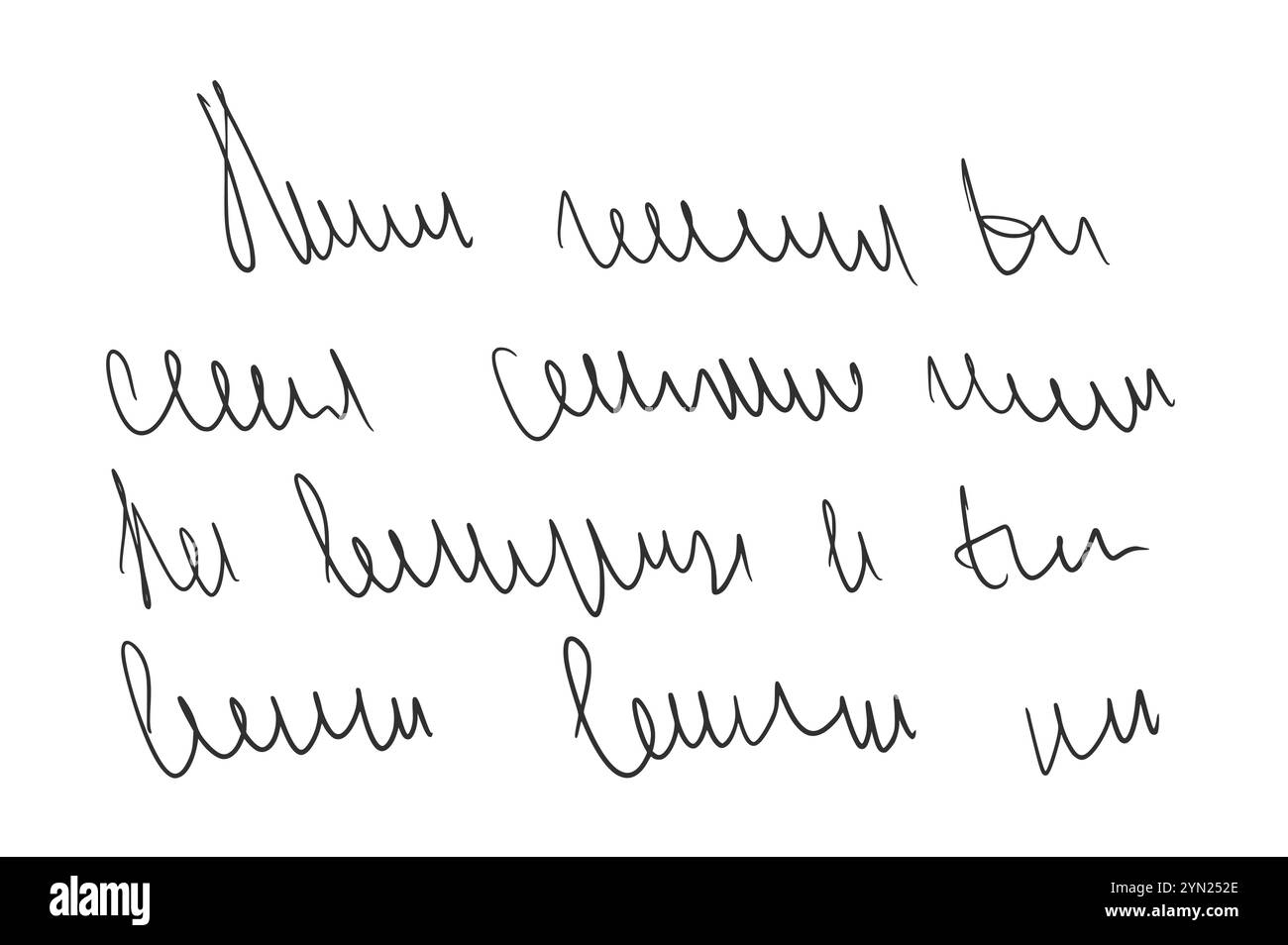 Handgeschriebener Scribble Letter. Freihändige Textnotiz. Unlesbares Doodle-Schreiben mit Stift isoliert auf weißem Hintergrund. Unlesbare kursive Skriptnachricht. Vektor Stock Vektor