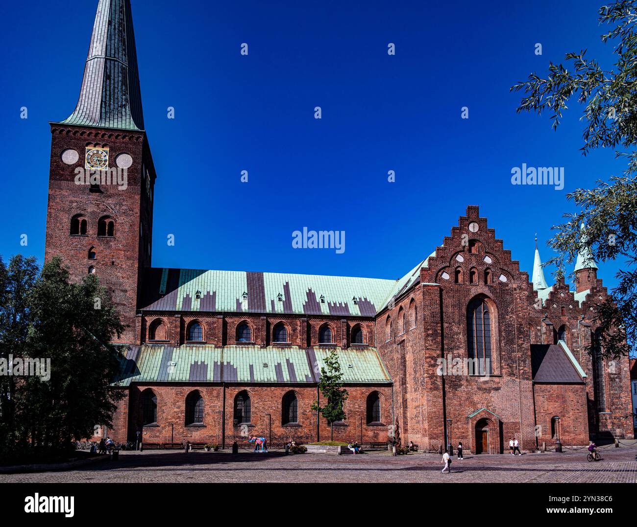 Seitenansicht der Kathedrale von Aarhus Stockfoto