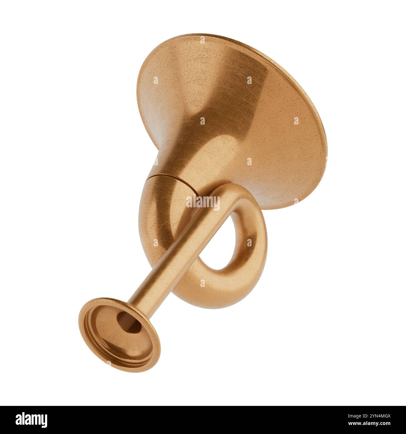 Kupfer Jagdpfosten Horn auf weißem Hintergrund. 3D-Rendering Stockfoto