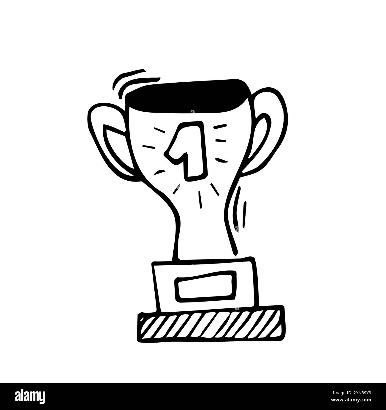 Trophäen-Doodle-Symbol-Vektor. Abbildung des Preises. Stock Vektor