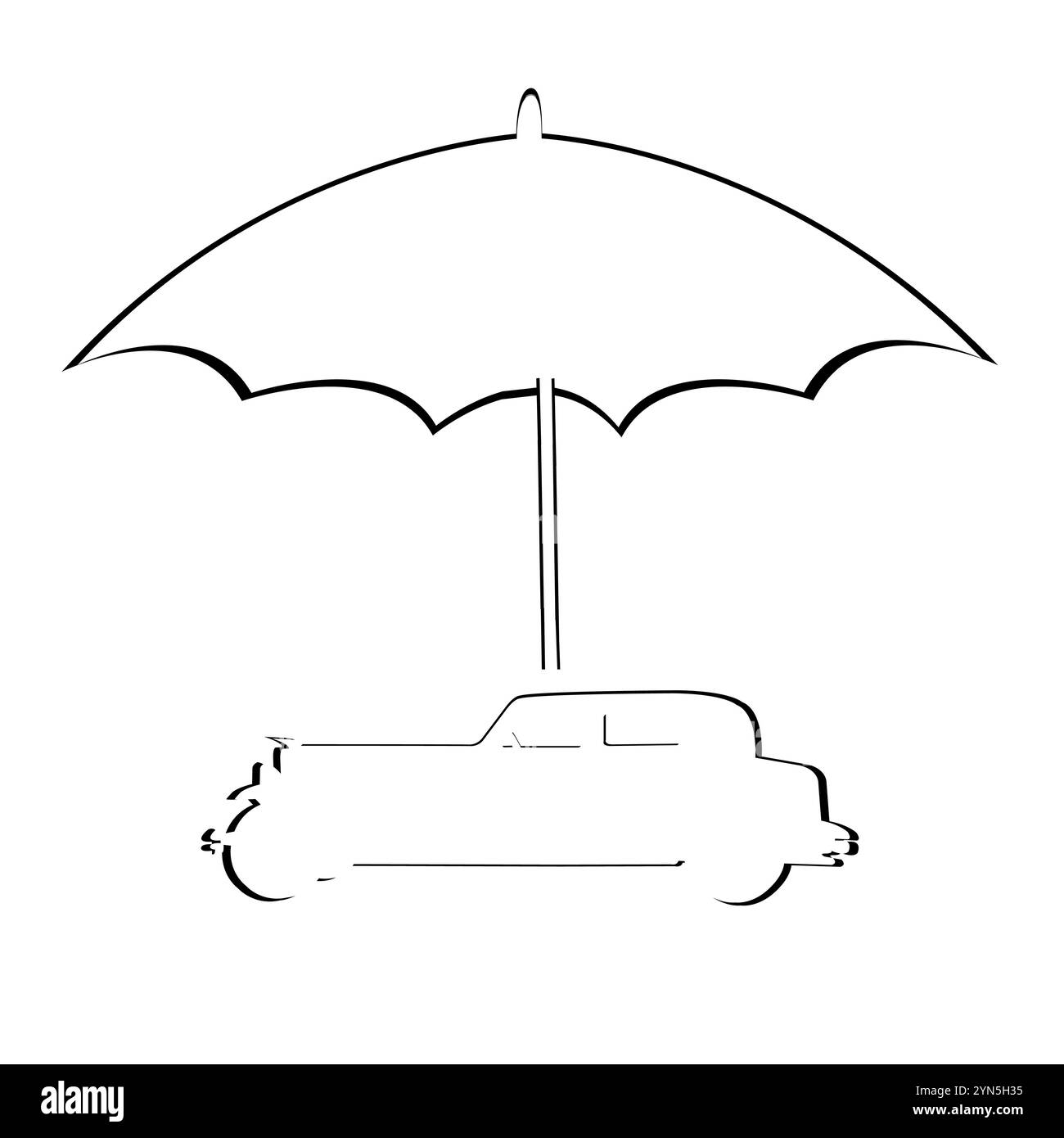 Autoversicherung einfaches Symbol mit Auto unter Schirm Stock Vektor