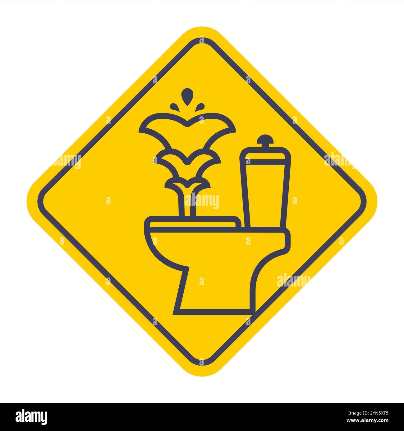 Symbol für schwarzes WC-Leck. Wasserbrunnen aus der Toilette Stock Vektor