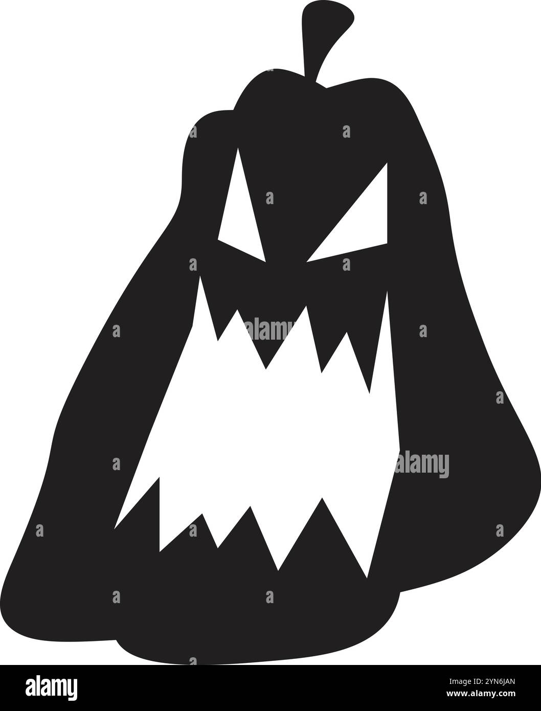 Schwarz-weiße Illustration eines gruseligen halloween-Kürbis mit Zähnen und dreieckigen Augen, ideal für gruselige und festliche Designs Stock Vektor