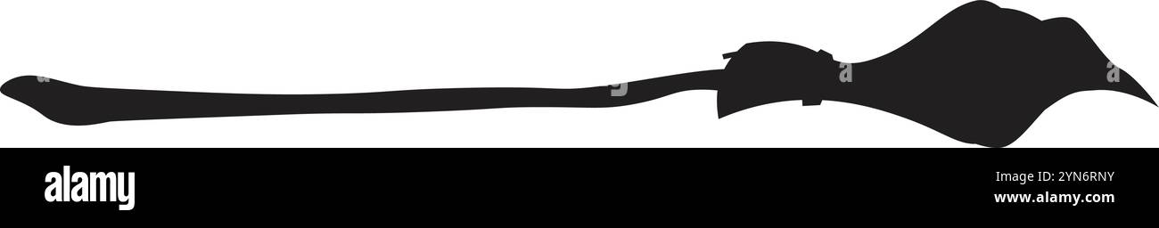 Gruselige schwarze Hexenbesen-Silhouette fliegt vor weißem Hintergrund und verkörpert halloween-Magie. Perfekt für unheimliche Designs Stock Vektor