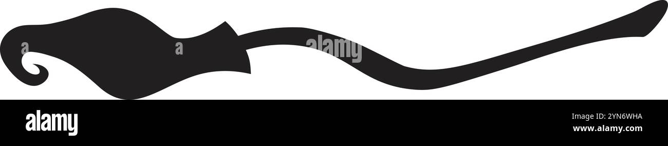 Schwarzer Hexenbesen fliegt auf weißem Hintergrund, ideal für halloween-Partydekoration, Kostümgestaltung und gruselige Feierlichkeiten Stock Vektor