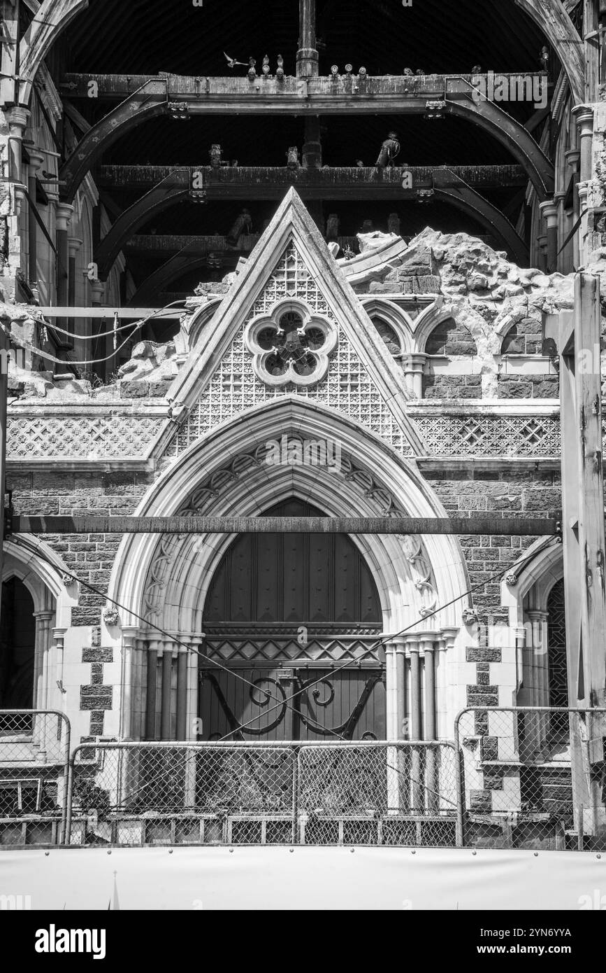 Ruine der berühmten Christchurch Cathedral nach dem Erdbeben von 2011, Südinsel von Neuseeland Stockfoto