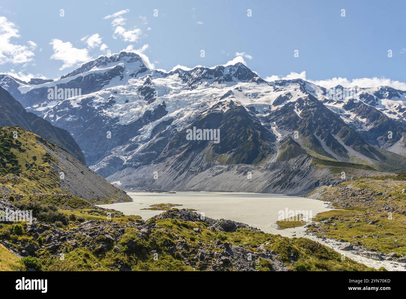 Berühmter Mount Cook vom Hooker Valley Track, Südinsel Neuseelands Stockfoto