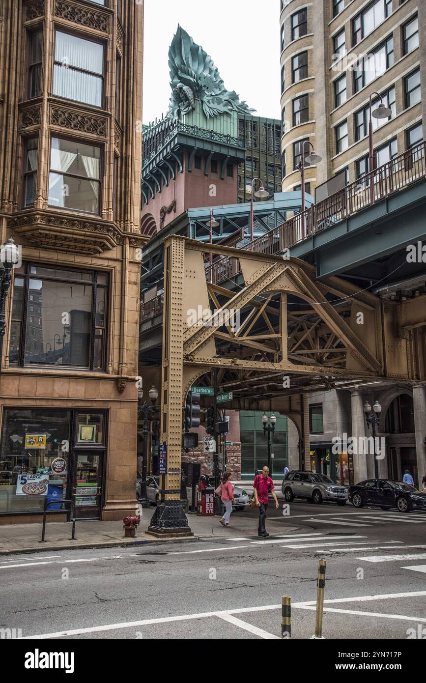 U-Bahn-Strecken der Loop-Linie in Chicago, USA, Nordamerika Stockfoto