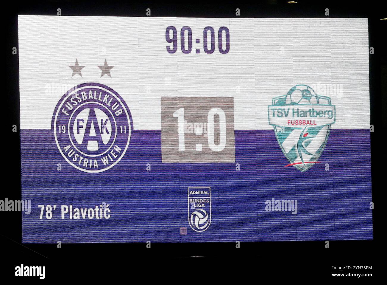 Wien, Österreich. November 2024. WIEN, ÖSTERREICH - 24. NOVEMBER: Punktbrett beim Admiral-Bundesliga-Spiel zwischen FK Austria Wien und TSV Egger Glas Hartberg am 24. November 2024 in Wien, Österreich.241124 SEPA 29 056 - 20241124 PD12951 Credit: APA-PictureDesk/Alamy Live News Stockfoto