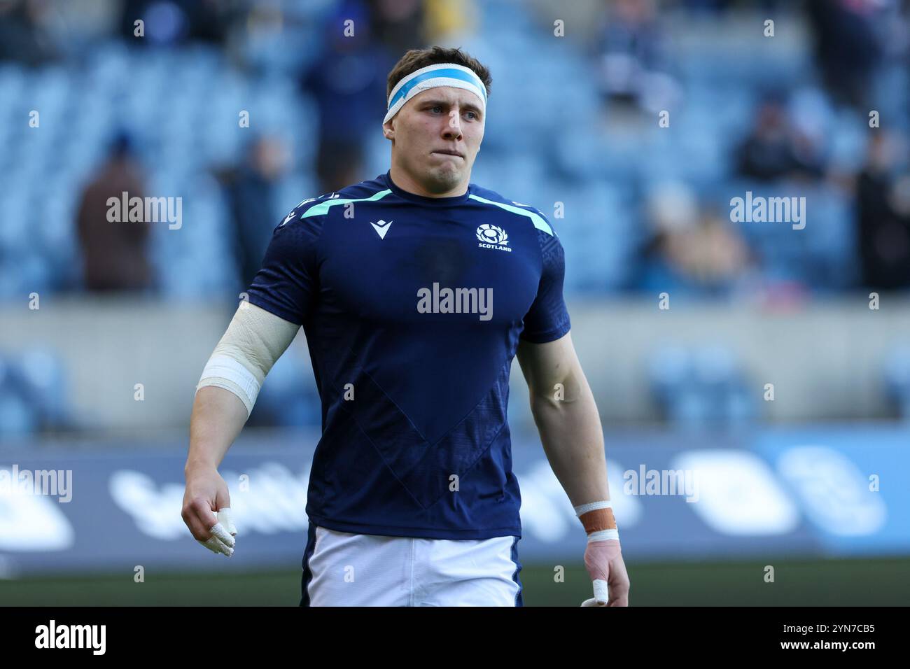 Edinburgh, Schottland. November 2024. Scott Cummings bereitet sich für das berühmte Spiel der Grouse Nations Series zwischen Schottland und Australien im Scottish Gas Murrayfield Stadium in Edinburgh auf. Quelle: Connor Douglas/Alamy Live News Stockfoto