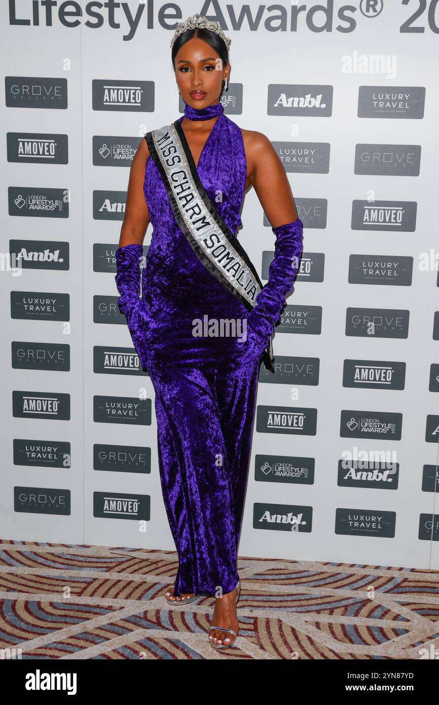 Habaq Ahmed, auch Miss Charm, Somalia. , . Im Royal Lancaster Hotel in London. (Foto: Mario Mitsis/SOPA Images/SIPA USA) Credit: SIPA USA/Alamy Live News Stockfoto