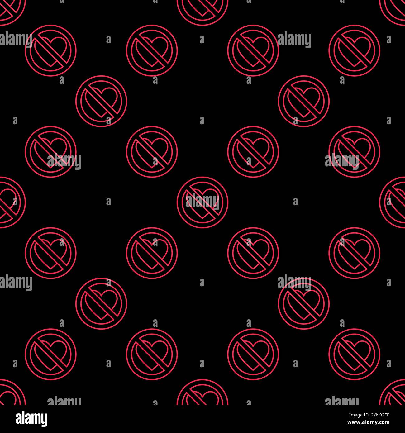 Broken Heart Ban Vektor emotionaler Schmerz Konzept lineares nahtloses Muster Stock Vektor