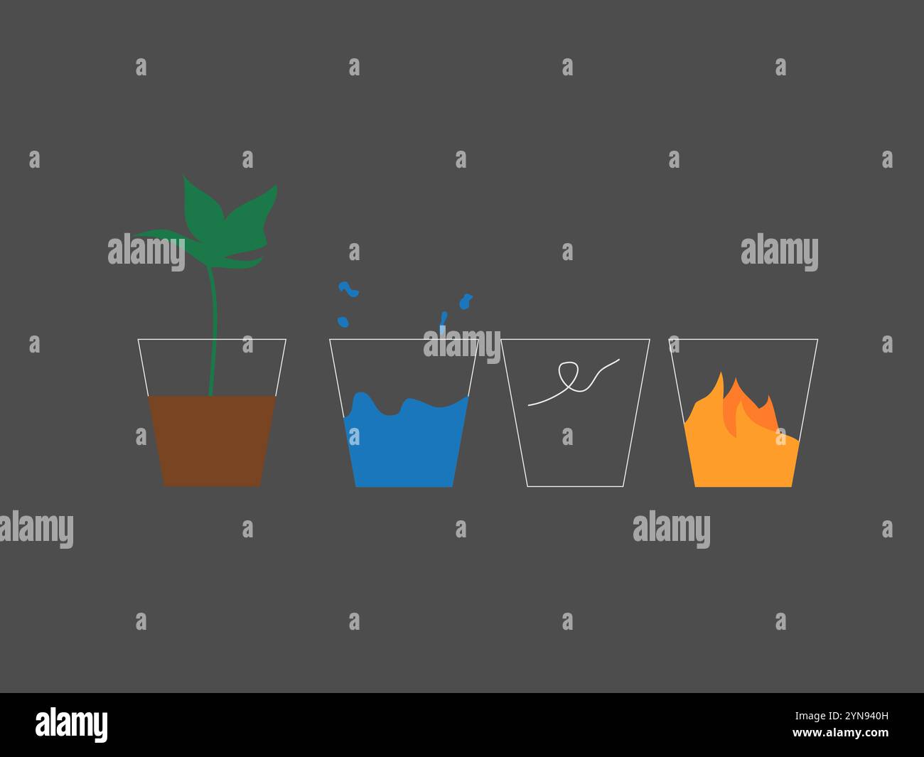 Flache Abbildung der vier-Elemente-Symbole Stock Vektor