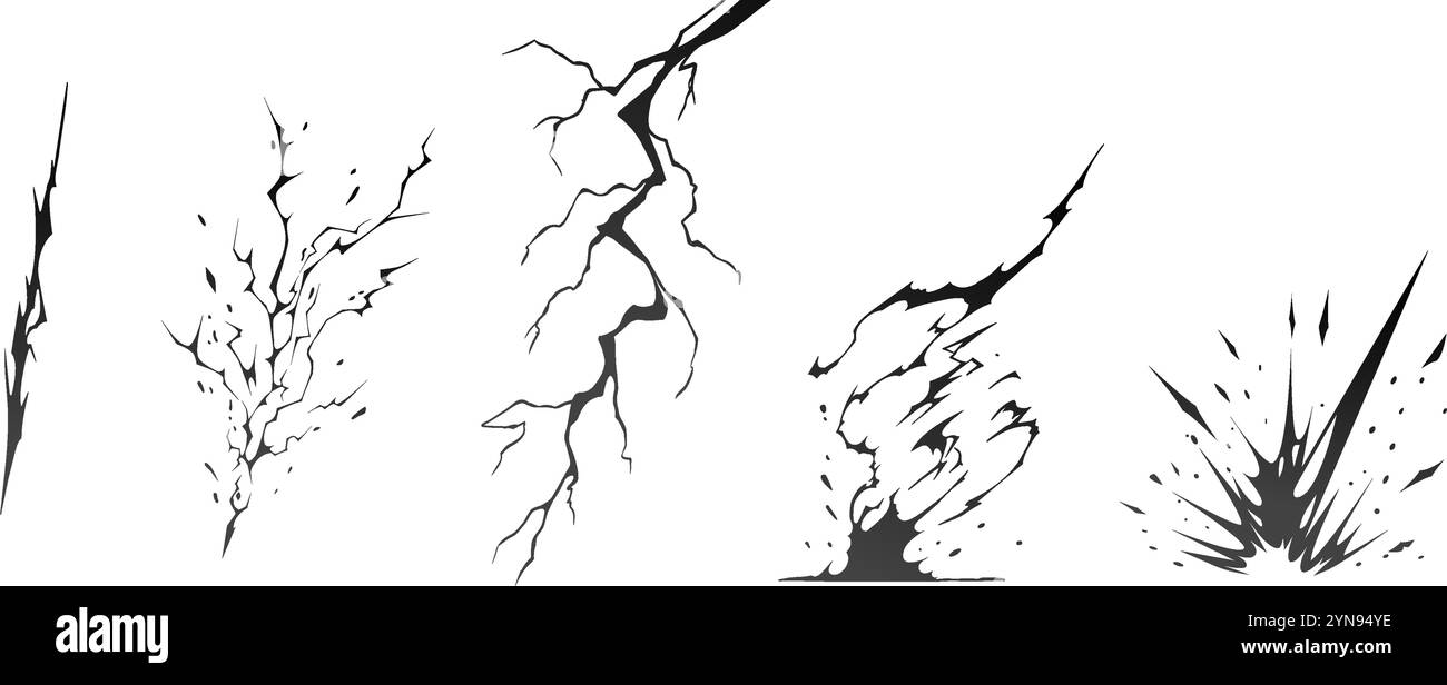Blitzschlag Silhouetten Sequenzvektor-Illustration. Stock Vektor