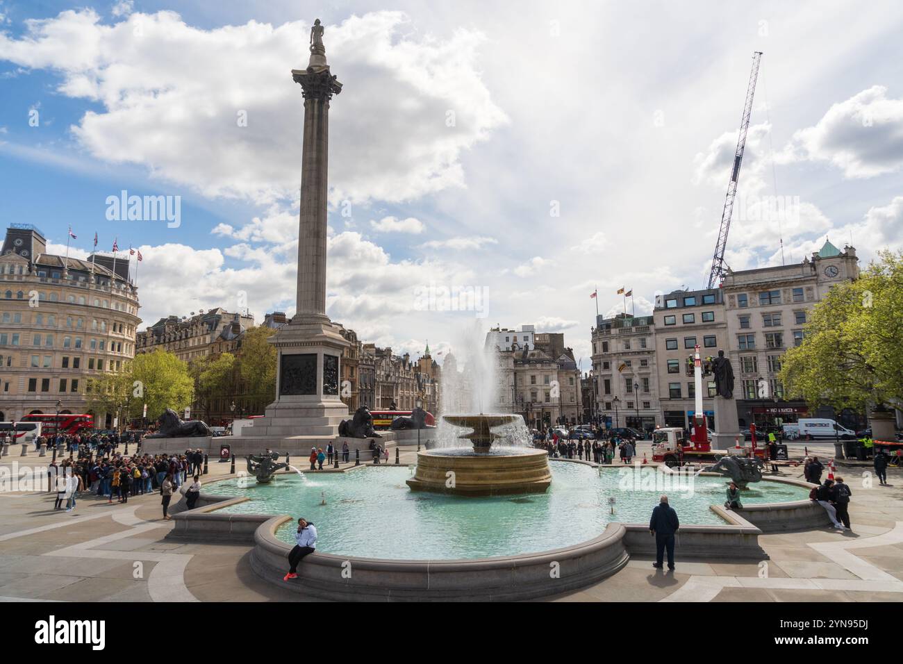 Der Trafalgar Square, Plaza in London, England, in der City of Westminster, Großbritannien Stockfoto