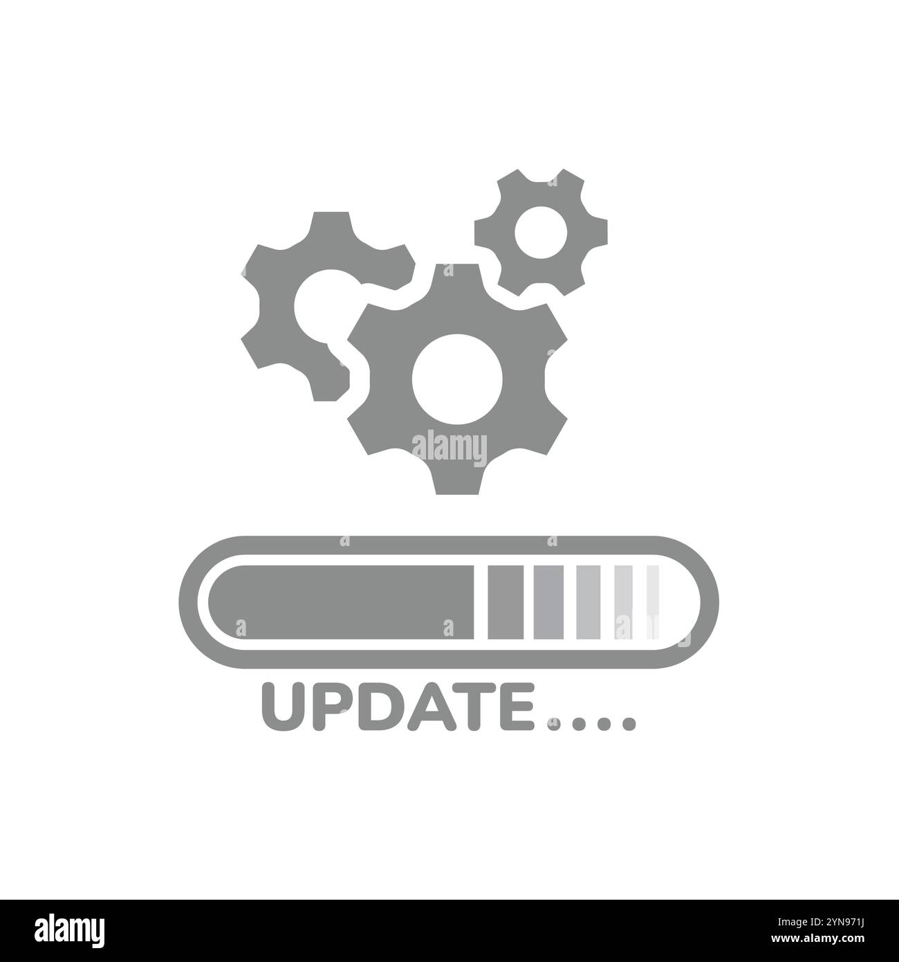 Vektorsymbol für Software- oder App-Updates. Aktualisieren Sie die Leiste mit den Zahnrädern. Stock Vektor