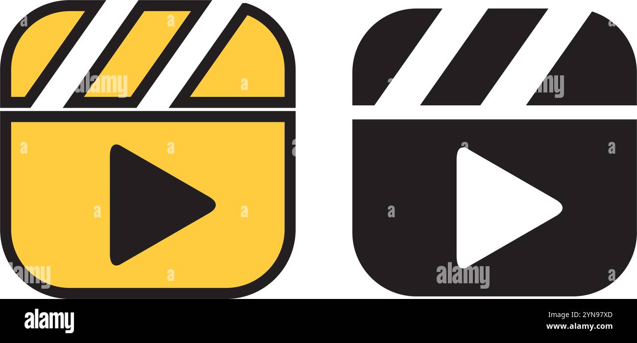 Videosymbole. Wiedergabetasten. Mediaplayer-Vektorsymbole. Kurze Videos. EPS 10 Stock Vektor