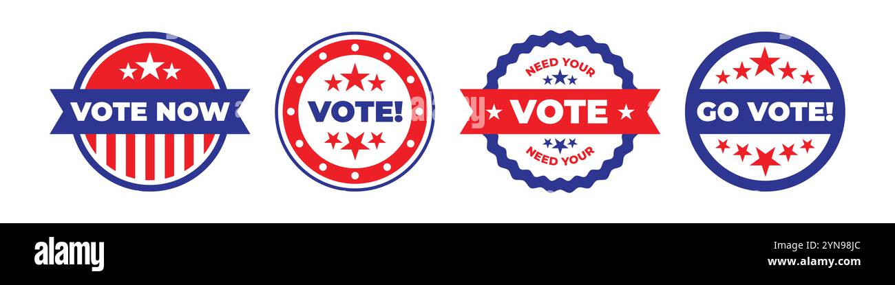 Abstimmungsbeutel-Set. Wahlaufkleber Stock Vektor