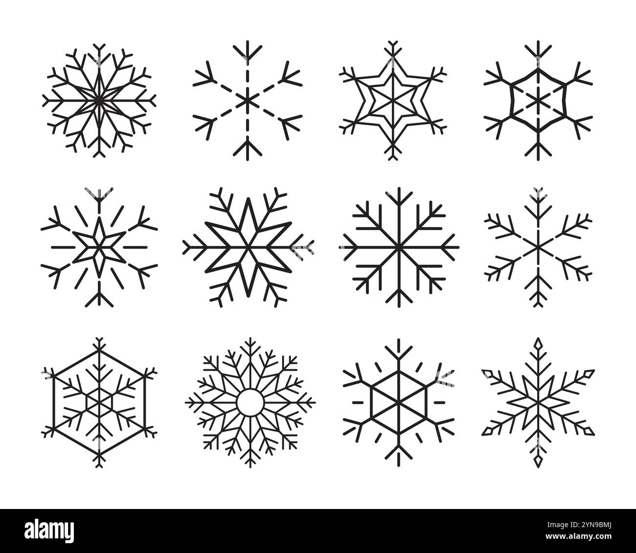 Schneeflocken-Symbol isoliert auf weißem Hintergrund. Stock Vektor