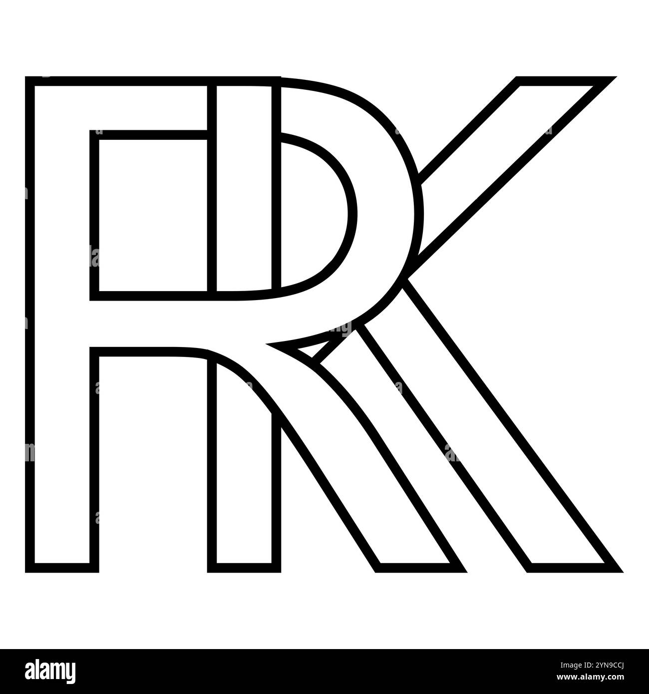 Logozeichen rk kr Symbol Doppelbuchstaben Logotyp r k Stock Vektor