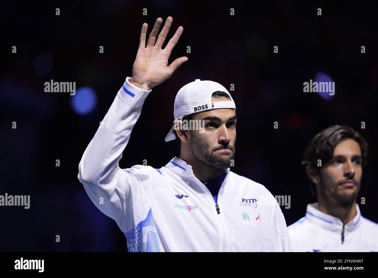 Jannik Sinner of Italy vor dem Davis Cup 2024, dem letzten Tennisspiel zwischen Italien und den Niederlanden am 24. November 2024 im Martin Carpena Pavillon in Malaga, Spanien Stockfoto